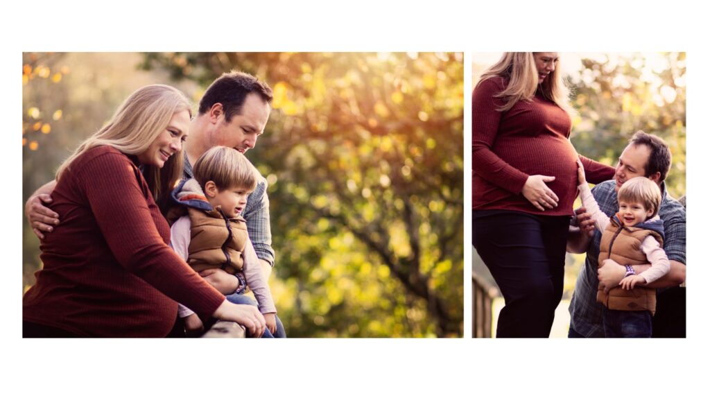 Montage of images from an Autumn  family photoshoot in Yeovil, Somerset