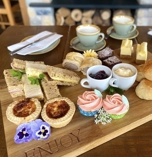Afternoon tea for two on display at Farrington's Farm Cafe, Somerste